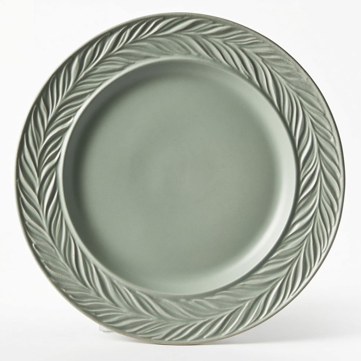 Sage Garden Stoneware Plate – Rustic Embossed Leaf