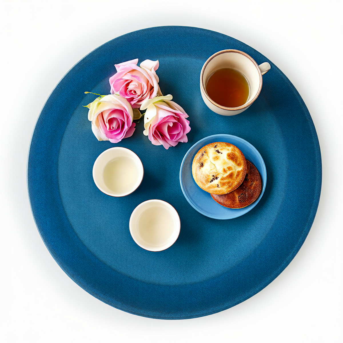 Cobalt Dip Ceramic Plate – Deep Blue Rim Tea Plate