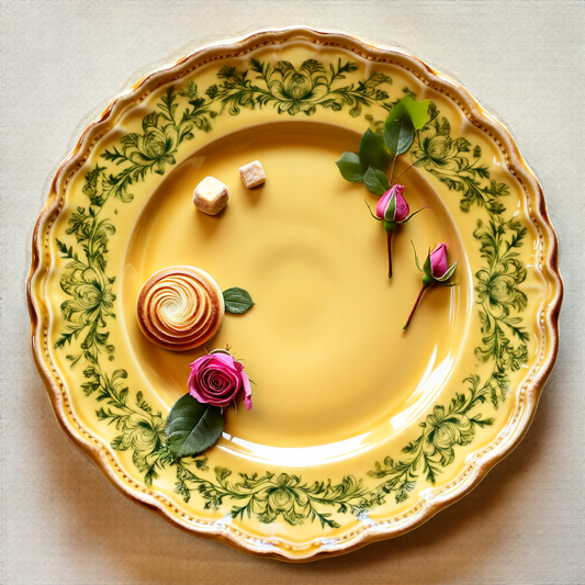 Saffron Bloom Ceramic Plate – Mustard Floral Tea Plate