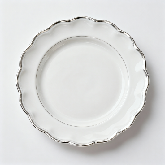 Pure Porcelain Plate – Scalloped Platinum Rim