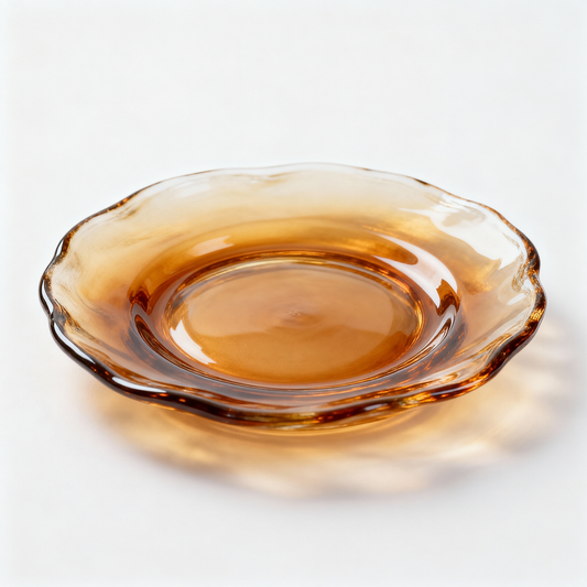 Moroccan Amber Glass Plate – Hand-Blown Tea Plate