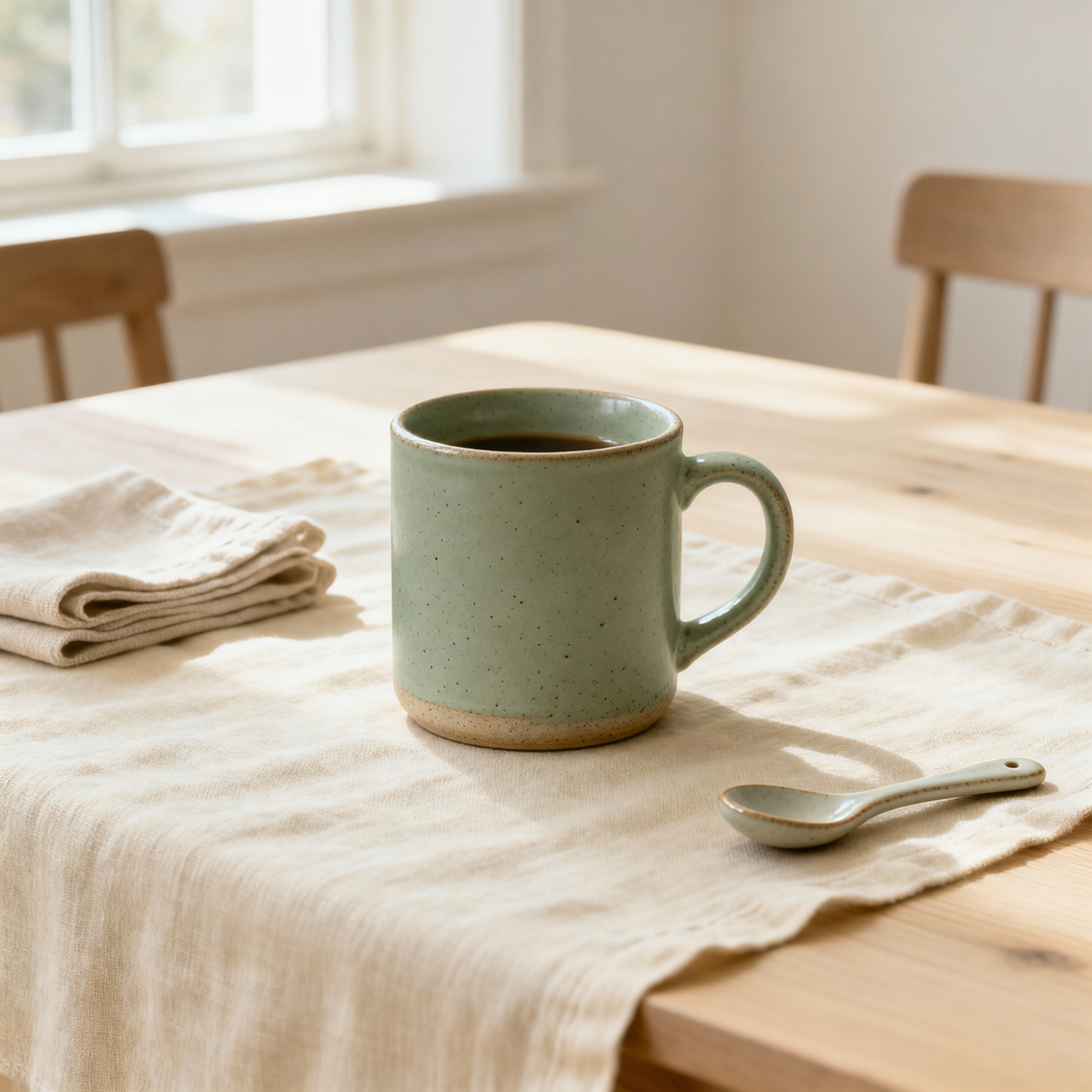 Sage Speckled Stoneware Coffee Mug – 12oz Cozy Morning Ritual Cup
