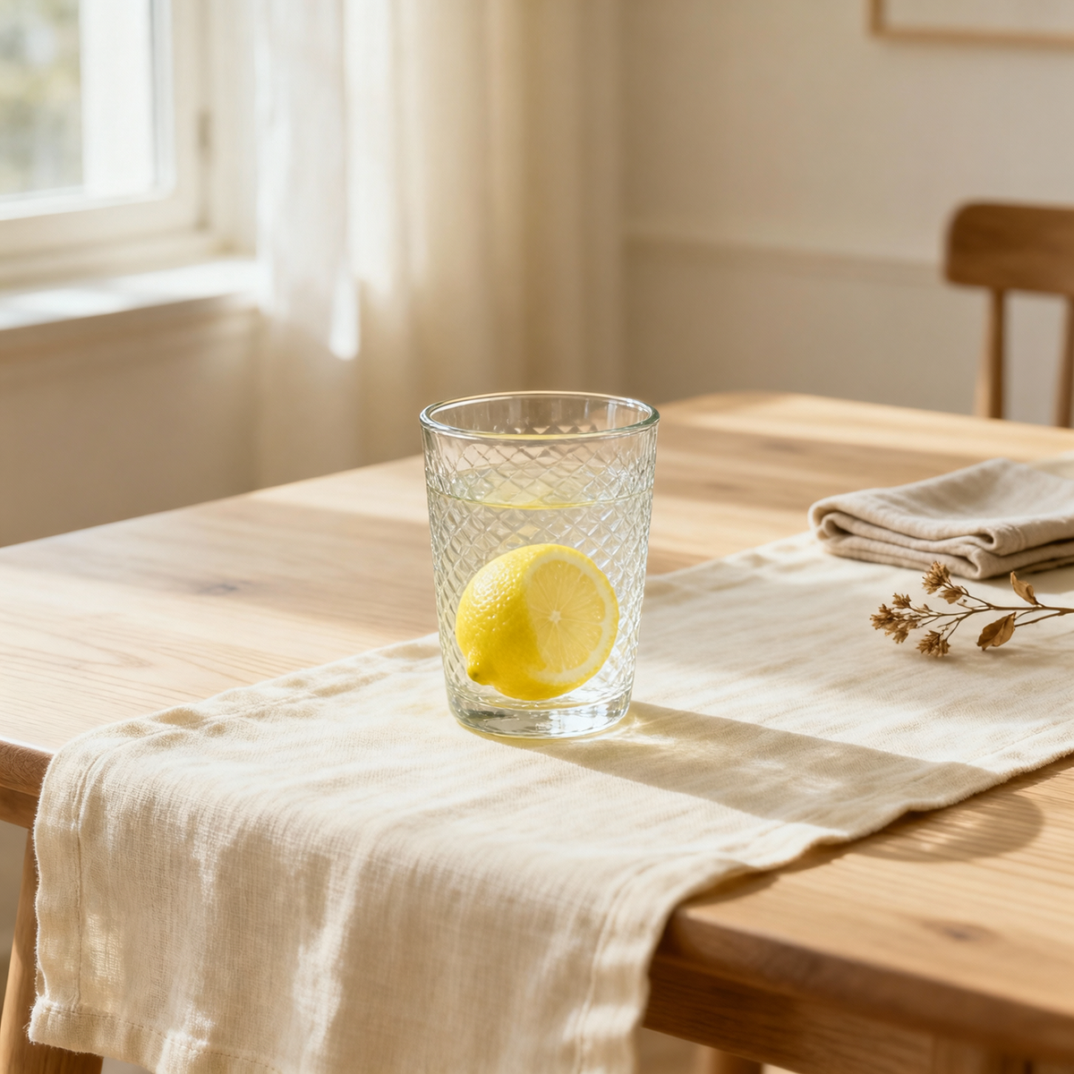 Lemon Textured Pressed Glass Tumbler – Sunlit Iced Tea & Juice Glass